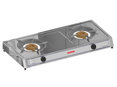 Stainless Steel Double Burner Gas Stove Modern Kitchen Appliance For Efficient Cooking 3d model