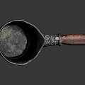 Vintage Metal Kitchen Strainer With Carved Wooden Handle For Household Use