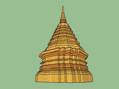 Ancient Architecture Golden Multi tiered Pagoda With Intricate Carvings Design 3d model