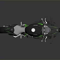 Kawasaki Black And Green Sports Motorcycle With Modern Sleek Body And Green Frame