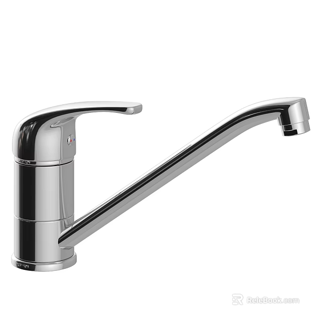 Modern Chrome Plated Kitchen Faucet With Extended Spout And Polished Finish 3d model 