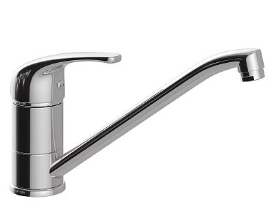 Modern Chrome Plated Kitchen Faucet With Extended Spout And Polished Finish 3d model