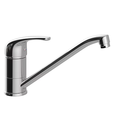 Modern Chrome Plated Kitchen Faucet With Extended Spout And Polished Finish 3d model