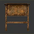 Vintage Wooden Cabinet With Rusty Brown Finish Flat Top And Four Weathered Legs