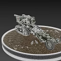 Green Tracked Military Artillery Vehicle With Long Cannon On Sand Terrain