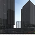 Modern High Rise Office Building With Glass Facade And Urban Architectural Design