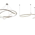 Modern Circular Chandeliers Featuring Twisted LED Light Design For Interior Spaces 3d model