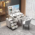 Modern Dressing Table With Multiple Drawers Mirror Cosmetics And Accompanying Chair