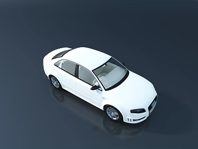 White Sedan Car With Modern Design Top View Sleek Surface Shiny Exterior 3d model