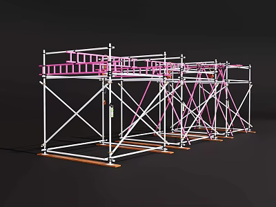 Industrial Scaffolding Equipment With Metal Frame Structure And Multiple Platforms For Construction 3d model