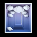Blue Box Interior With Soft White Floating Clouds And Hanging Swing 3d model