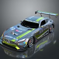 Mercedes BRABUS Racing Car with Green Stripes Rear Wing and Racing Numbers