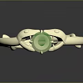 Elegant White Metal Ring with Twin Snake Head Design and Sparkling Green Gemstone Centerpiece