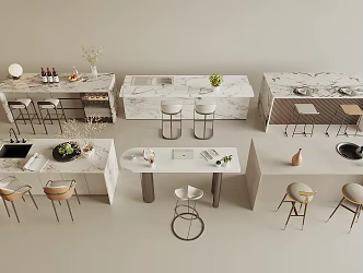 Modern Bar Chair Restaurant Bar 3d model