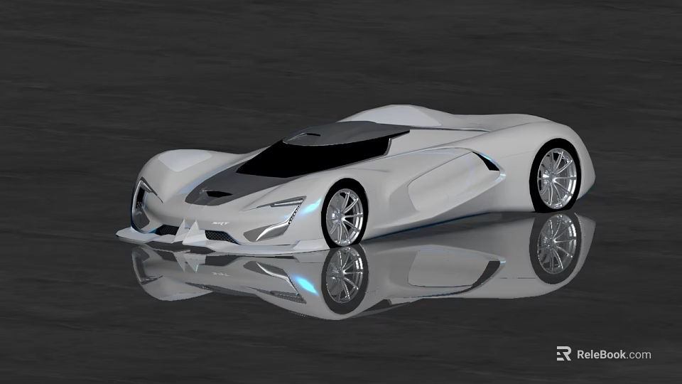 White Streamlined Modern Concept Sports Car With Sleek Design And Shiny Wheels 3d model 