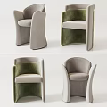 Modern Leisure Chairs With Curved Backrest Gray Green Velvet Upholstery Shown In Multiple Angles
