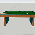 Professional Billiard Table With Green Felt Surface Colored Balls And Cue Stick 3d model