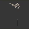 Fantasy Archer 3D Character In Dynamic Leaping Pose With Bow And Arrow