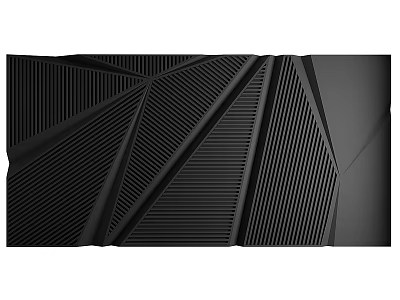 Modern Black Wall with Geometric Pattern and Vertical Striped Design 3d model
