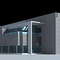 Modern Architecture Design With Gray Exterior Glass Windows Skylights And Layered Structure