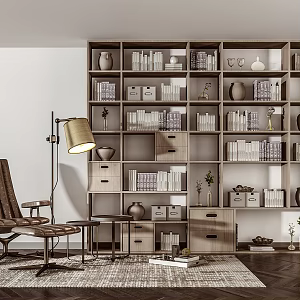 Modern bookcase bookshelf decoration combination 3d model