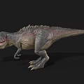 3D T-Rex Dinosaur Model With Open Mouth Sharp Teeth And Spiked Back On Black Background 3d model