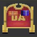 Decorative 3D Model With Golden Frame Red Diamond Pattern And Gray Support Legs