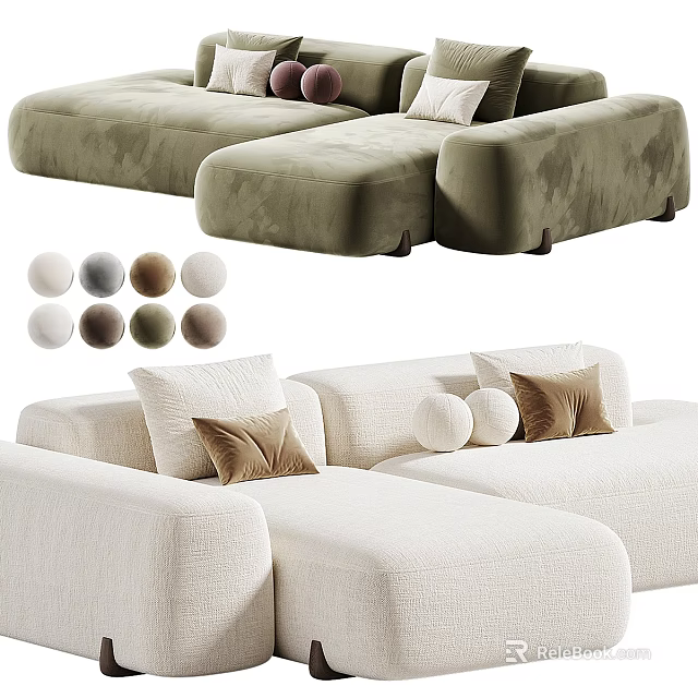 Modern Modular Sectional Sofa With Multiple Color Options And Decorative Pillows 3d model 