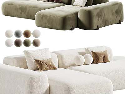 Modern Modular Sectional Sofa With Multiple Color Options And Decorative Pillows 3d model