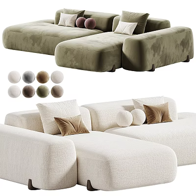 Modern Modular Sectional Sofa With Multiple Color Options And Decorative Pillows 3d model