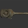 Antique Metal Artifact With Green Patina And Unique Curved Handle Vintage Design