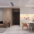 Modern Warm Tone Open Plan Living And Dining Room Interior Design With Cozy Furnishings
