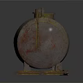 Vintage Rusty Oil Tank with Weathered Surface on Industrial Metal Stand