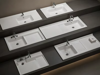 Modern White Kitchen Sink Designs With Drainer And Faucet On 3d model