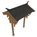 Traditional Chinese Style Building Exterior Wall With Wooden Structure Black Tile Roof And Carved Details