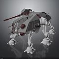 White Mechanical Sci Fi Quadruped Creature With Red Cannon And Legs 3d model
