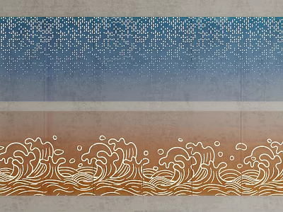 Decorative Background Design With Blue Dots And Brown White Wave Patterns 3d model