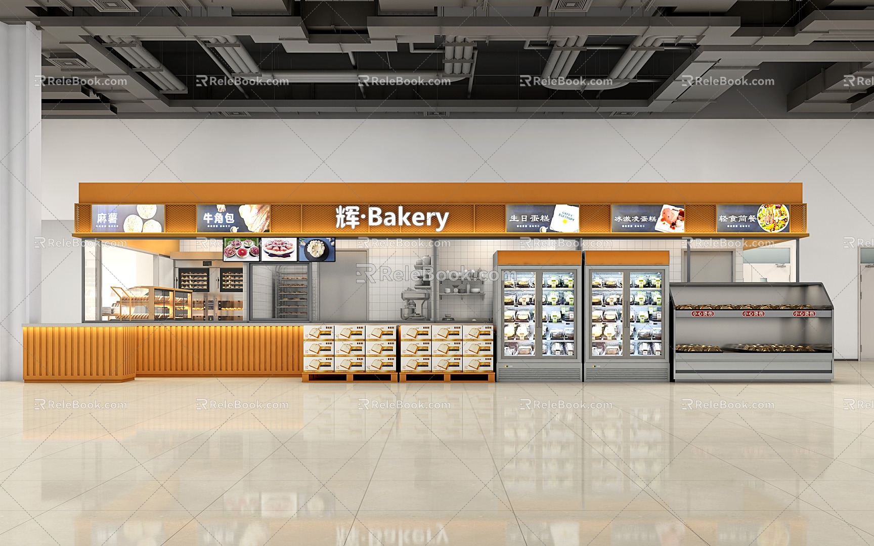 Modern bakery bakery shopping mall supermarket pile head 3d model