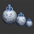 Furniture Decorative Blue And White Porcelain Vases With Bird Bamboo Patterns Different Sizes