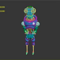 Blue Robot Character With Mechanical Structure Big Eyes And Standing Design