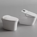 Modern Smart White Toilets With Sleek Design And Digital Display Panels