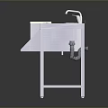 Stainless Steel Food Serving Station With Multiple Compartments And Storage Cabinet