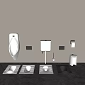 Modern Bathroom Fixtures With Urinal Toilet Paper Dispenser Squat Pans And Waste Bin