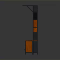 Modern Multi Tier Storage Furniture With Black Mesh Shelves And Wooden Cabinet Displaying White Cups