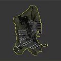Detailed Rocky Terrain With Mechanical Structures Platforms And Metal Components