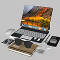 Modern Tablet Laptop Apple Mobile Phone Apple Headset Mouse Book Glasses Tablet Mobile Phone Ornaments Apple 3d model