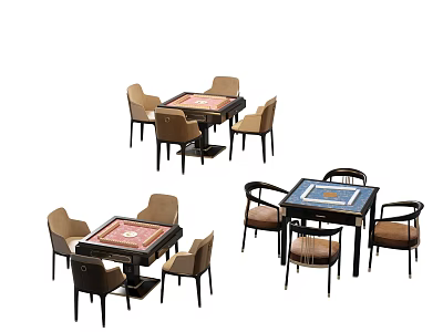 Various Modern Styles Entertainment Tables With Matching Chairs For Mahjong Games 3d model