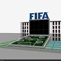 FIFA Exhibition Stand Design With Large Screen And Decorative Display Elements