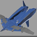 Futuristic Blue 3D Sci-Fi Spaceship Model With Detailed Wings And Structure 3d model