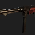 Detailed Classic Submachine Gun With Wooden Stock And Black Metal Barrel Design